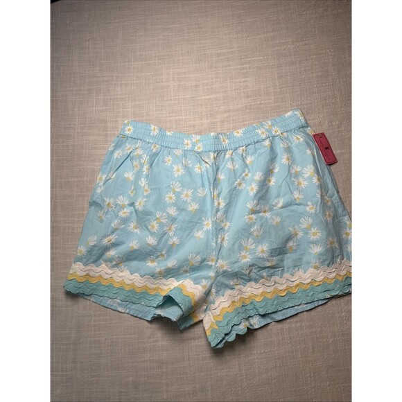 Simply Southern Blue Shorts with‎ White Flowers Ricrac Women's Sz XL -  NEW - Picture 7 of 14